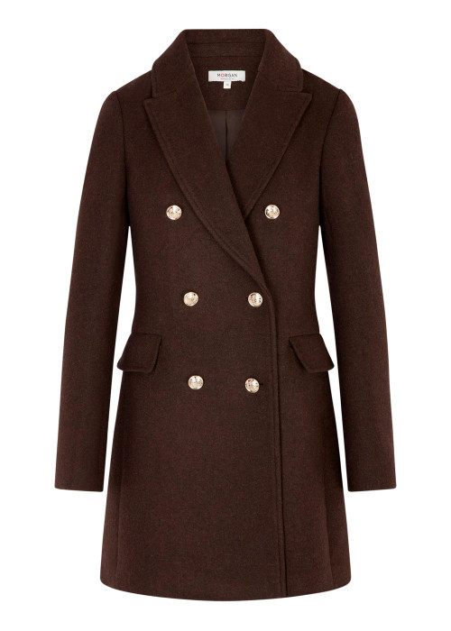 Manteau marron uni avec une coupe droite et un...