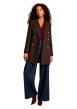 Thumbnail Manteau marron uni avec une coupe droite et un col à revers - Image 2