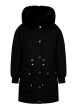 Thumbnail Parka noire unie à capuche avec une coupe droite et des manches longues