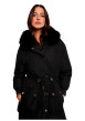 Thumbnail Parka noire unie à capuche avec une coupe droite et des manches longues - Image 4