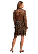 Thumbnail Robe courte chocolat à motif animalier avec une coupe fluide et un col montant - Image 3