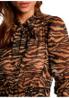 Thumbnail Robe courte chocolat à motif animalier avec une coupe fluide et un col montant - Image 5