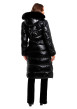 Thumbnail Doudoune noire unie longue avec une coupe droite et une capuche - Image 3