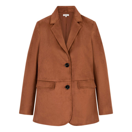 Blazer camel uni avec une coupe droite et des...