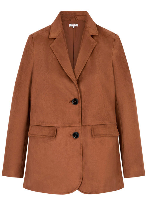 Blazer camel uni avec une coupe droite et des...