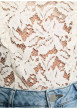 Thumbnail Top écru uni à dentelle avec une coupe droite et des manches courtes - Image 6