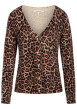 Thumbnail Gilet taupe à motif animalier avec une coupe droite et des manches longues