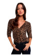 Thumbnail Gilet taupe à motif animalier avec une coupe droite et des manches longues - Image 4