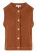 Thumbnail Gilet en coton camel uni avec une coupe droite et un col rond