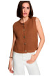 Thumbnail Gilet en coton camel uni avec une coupe droite et un col rond - Image 4