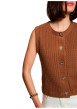 Thumbnail Gilet en coton camel uni avec une coupe droite et un col rond - Image 5