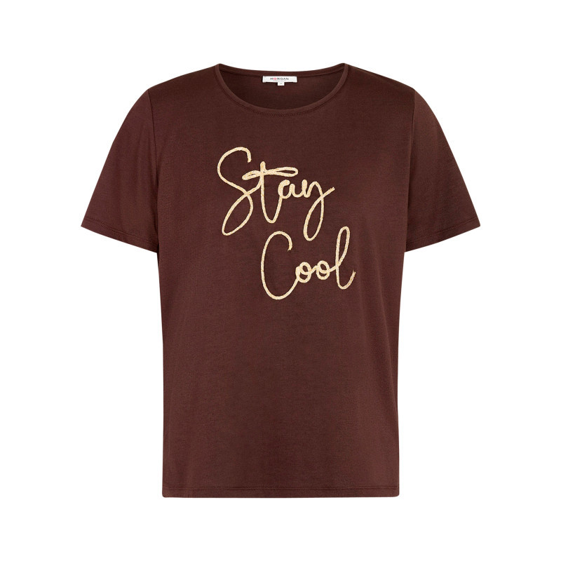 Morgan - T-shirt Marron à Imprimé Avec Une Coupe Droite Et Un Col Rond - Marron