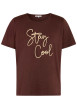 Thumbnail T-shirt marron à imprimé avec une coupe droite et un col rond