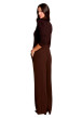Thumbnail Top chocolat uni avec une coupe moulante et des manches longues - Image 3
