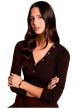 Thumbnail Top chocolat uni avec une coupe moulante et des manches longues - Image 4