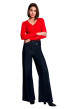 Thumbnail Top rouge uni avec une coupe moulante et des manches longues - Image 2