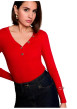 Thumbnail Top rouge uni avec une coupe moulante et des manches longues - Image 4