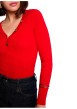 Thumbnail Top rouge uni avec une coupe moulante et des manches longues - Image 5