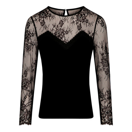 Top noir uni avec une coupe moulante et des...