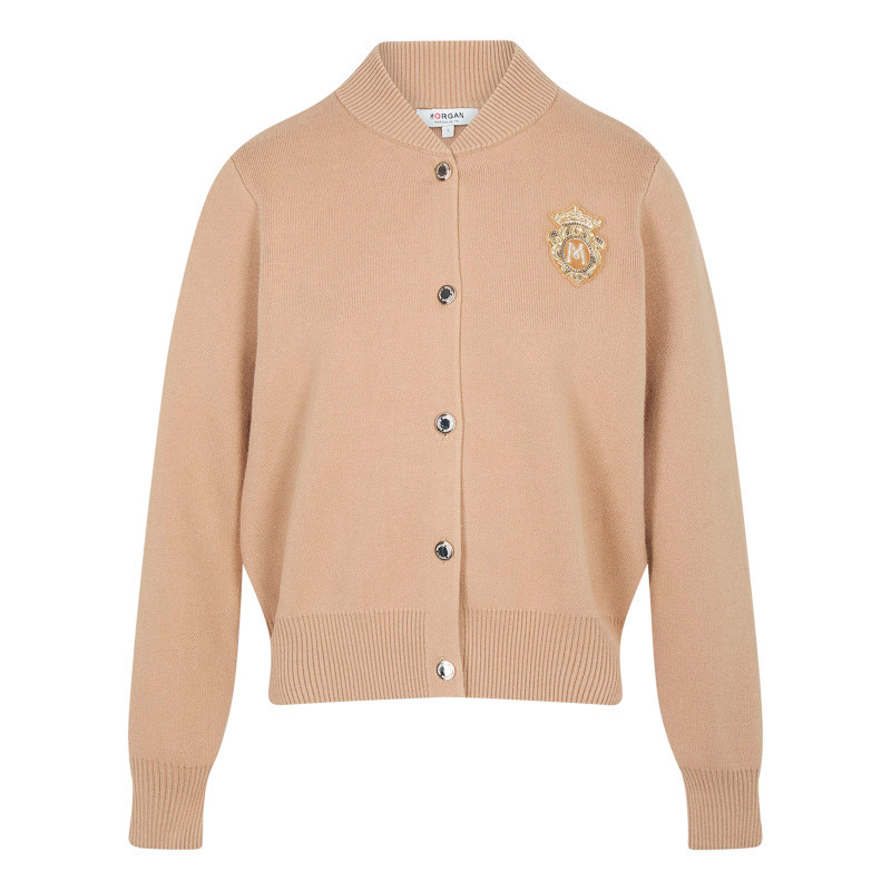 Morgan - Gilet Beige Uni Avec Une Coupe Droite Et Des Manches Longues - Beige Morgan - Gilet Beige Uni Avec Une Coupe Droite Et Des Manches Longues - Beige