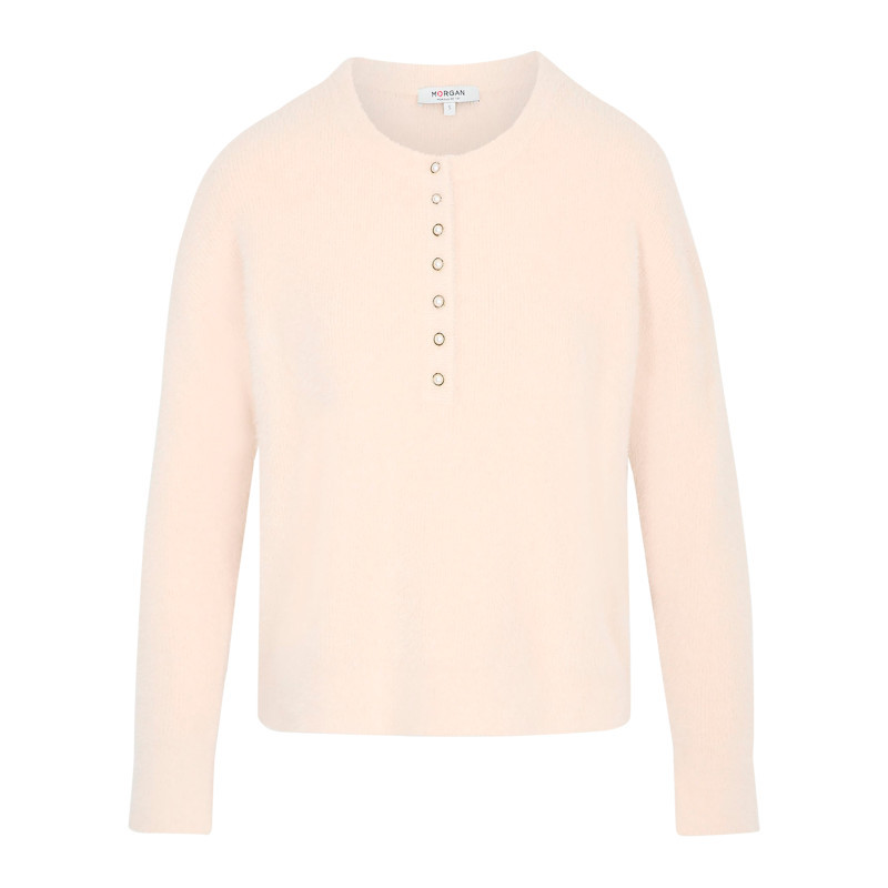 Morgan - Pull Beige Uni Avec Une Coupe Droite Et Des Manches Longues - Beige