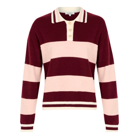 Pull bordeaux à rayures avec une coupe droite...