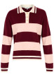 Thumbnail Pull bordeaux à rayures avec une coupe droite et un col polo