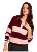 Thumbnail Pull bordeaux à rayures avec une coupe droite et un col polo - Image 4