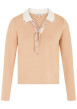 Thumbnail Pull beige uni avec une coupe droite et des manches longues