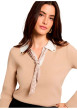 Thumbnail Pull beige uni avec une coupe droite et des manches longues - Image 4