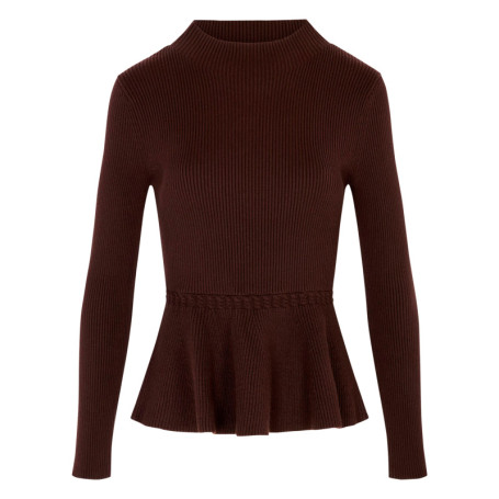 Pull chocolat uni avec une coupe cintrée et des...