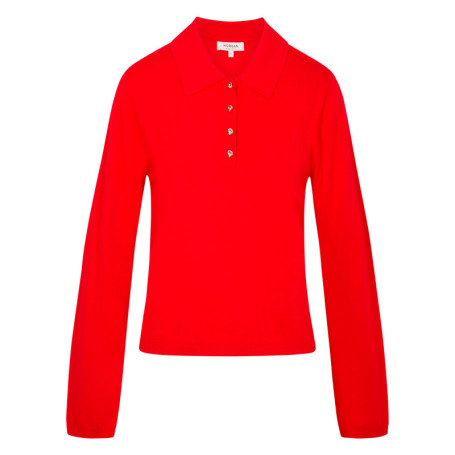 Pull rouge uni avec une coupe droite et des...