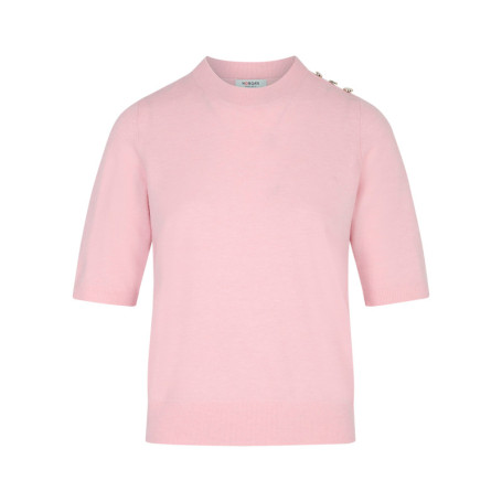 Pull rose uni avec une coupe droite et des...