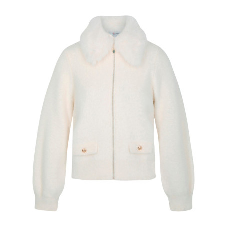 Blouson écru uni avec une coupe droite et des...