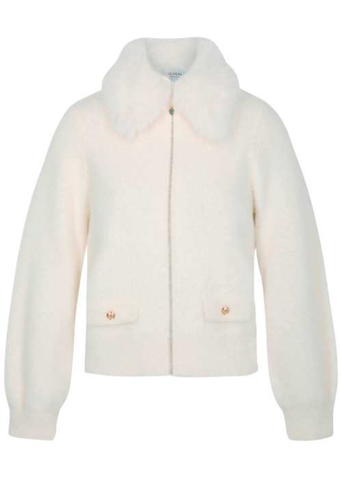 Blouson écru uni avec une coupe droite et des manches longues