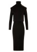 Thumbnail Robe longue noire unie avec une coupe droite et un col roulé
