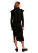 Thumbnail Robe longue noire unie avec une coupe droite et un col roulé - Image 3