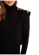 Thumbnail Robe longue noire unie avec une coupe droite et un col roulé - Image 5