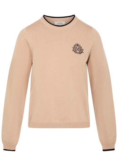 Pull beige uni avec une coupe droite et des...