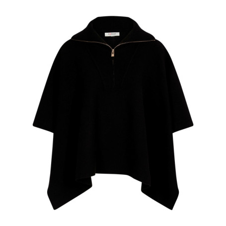 Poncho noir uni avec une coupe large et un col...