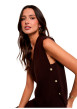 Thumbnail Pull chocolat uni sans manche avec une coupe droite et un col V - Image 5
