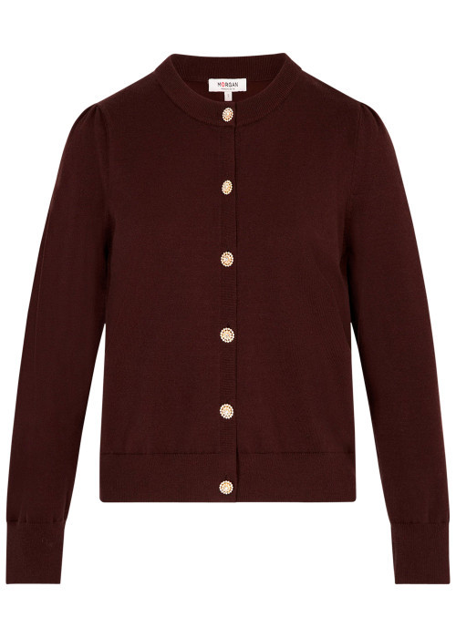 Gilet chocolat uni avec une coupe droite et des...