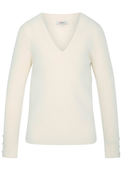 Pull écru uni avec une coupe droite et des...