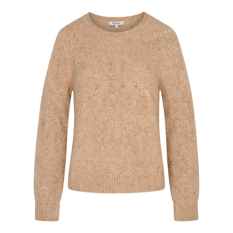 Morgan - Pull Beige Uni Avec Une Coupe Droite Et Des Manches Longues - Beige Morgan - Pull Beige Uni Avec Une Coupe Droite Et Des Manches Longues - Beige