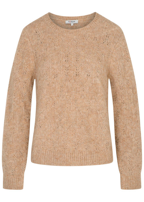 Pull beige uni avec une coupe droite et des...