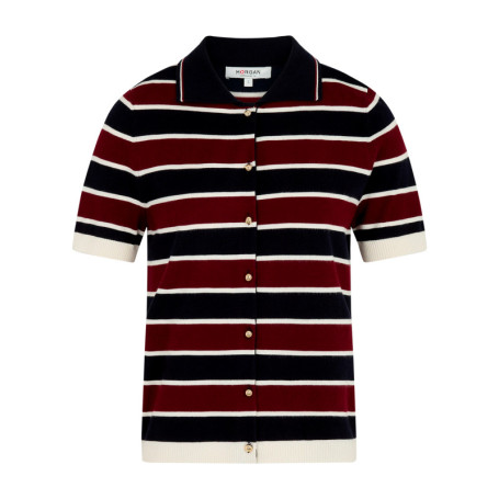 Gilet bordeaux à rayures avec une coupe droite...