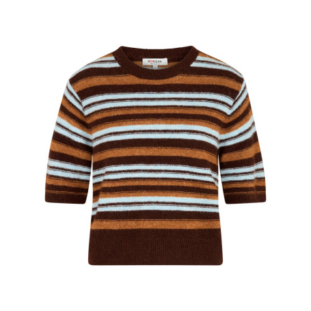 Pull marron à rayures avec une coupe droite et...