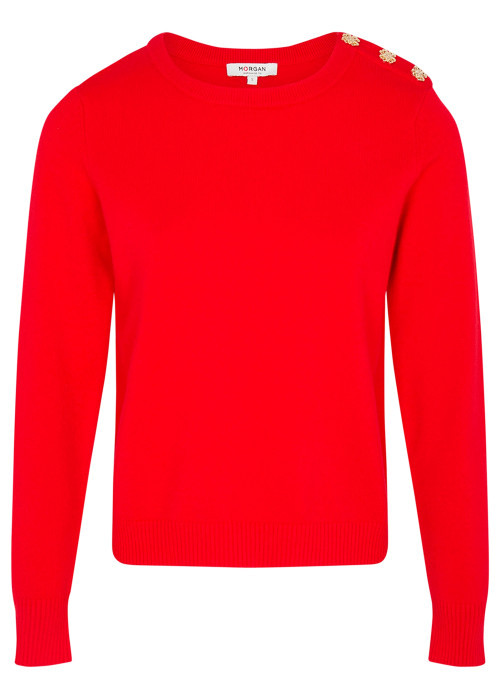 Top rouge uni muni d'une coupe droite et de manches longues