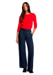 Thumbnail Top rouge uni muni d'une coupe droite et de manches longues - Image 2