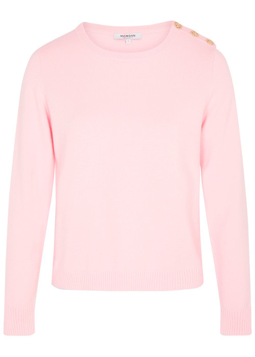 Top rose uni muni d'une coupe droite et de manches longues